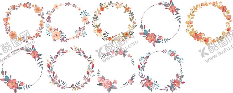 编号：72428806160156291047【酷图网】源文件下载-矢量花朵花环