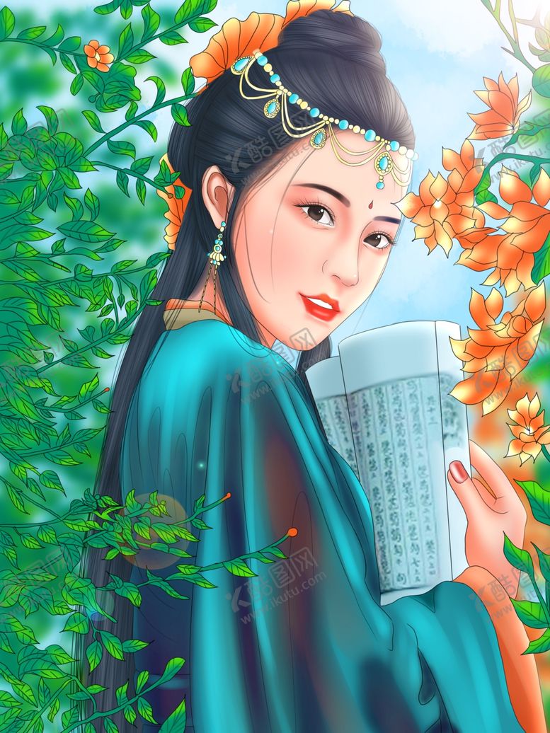 编号：84254207121319081845【酷图网】源文件下载-国潮古装美人