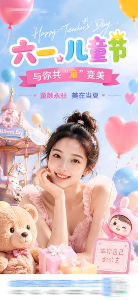 医美儿童节童趣缤纷温馨可爱创意海报