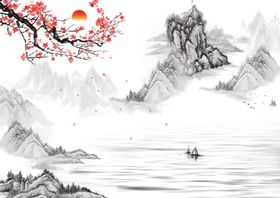 水墨山水背景墙