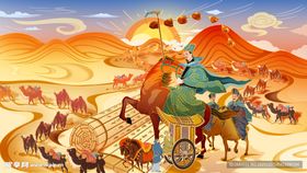 一带一路张骞出使西域插画