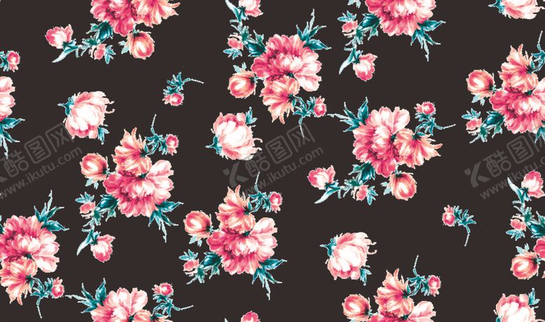 编号：57642110082238512251【酷图网】源文件下载-手绘数码黑底大花玫瑰