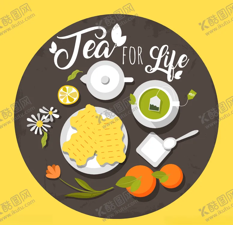 编号：83446909101839459222【酷图网】源文件下载-创意绿茶和饼干俯视图