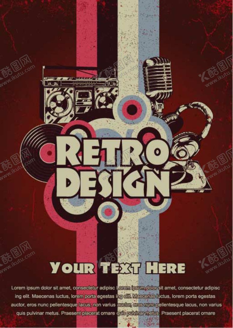 编号：12961210010025126858【酷图网】源文件下载-音乐海报复古背景录音机麦克风