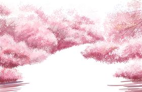 樱花花海插画清新粉色海报素材