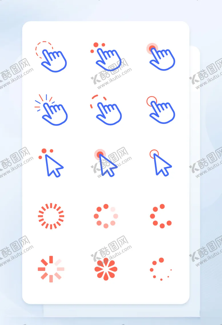 编号：65387704230236413147【酷图网】源文件下载-双色线性手势单击矢量图标