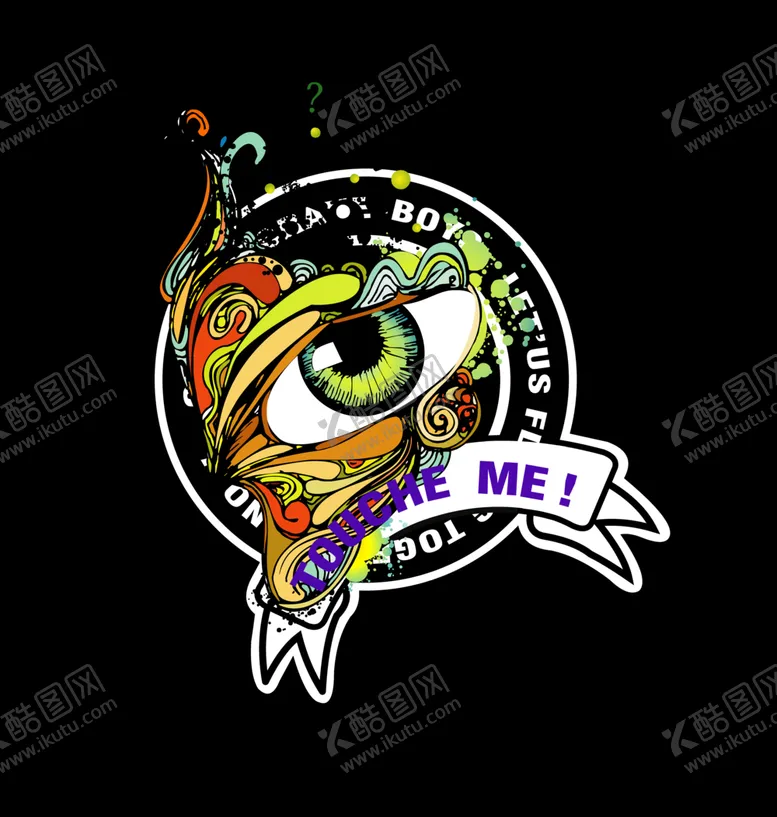 编号：18421209221923354095【酷图网】源文件下载-紫色绚丽抽象涂鸦眼睛圈圈几何英