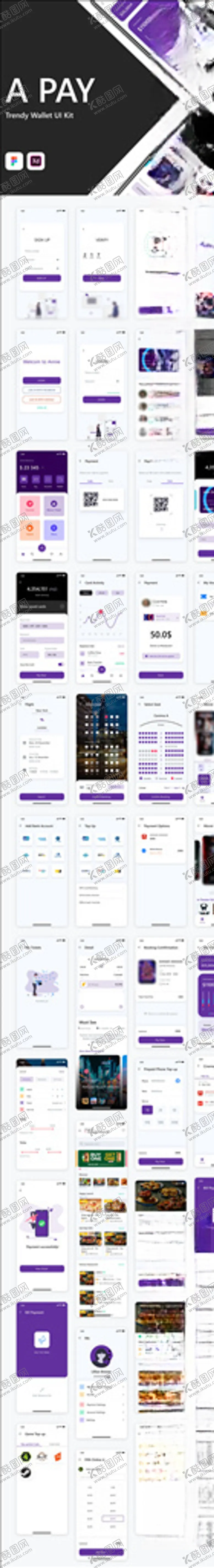 编号：56924704250708366351【酷图网】源文件下载-xd支付钱包紫色UI设计登录页