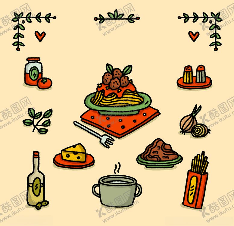 编号：34803910192207264829【酷图网】源文件下载-矢量厨房蔬菜食物素材