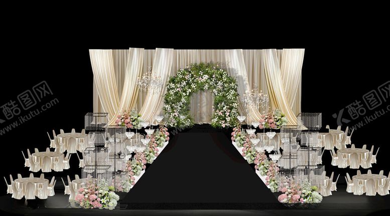 编号：53105011210201204182【酷图网】源文件下载-香槟色布幔造型白绿粉色主舞台