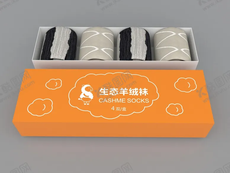 编号：77572301131801209395【酷图网】源文件下载-羊毛袜包装盒展开图