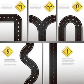 道路标识与蜿蜒道路展示