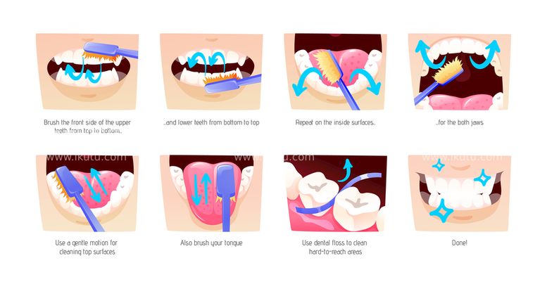 编号：67139209242202512706【酷图网】源文件下载-刷牙步骤矢量插画元素