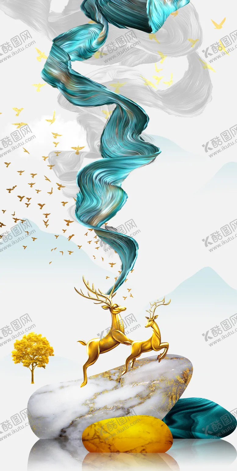 编号：83881305042158418193【酷图网】源文件下载-麋鹿玄关