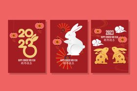兔年海报新插图花朵新素材