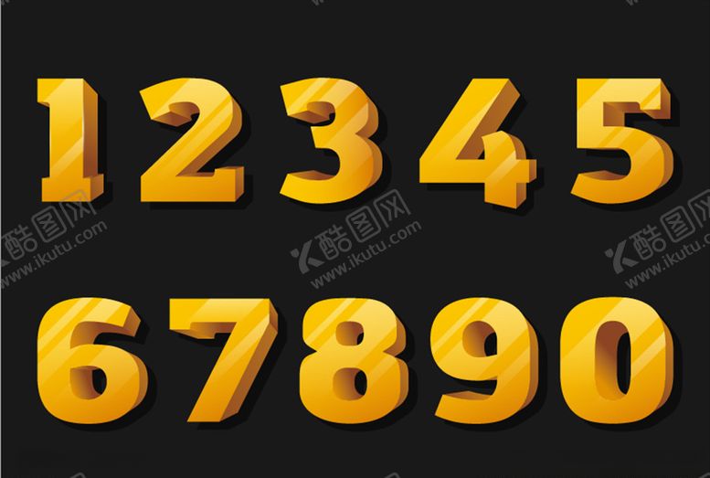 编号：15295505061309579974【酷图网】源文件下载-金色立体数字