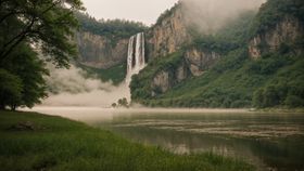 大山中的瀑布流水