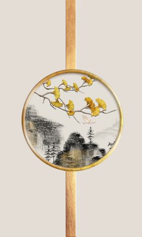 中式山水线条国画装饰画