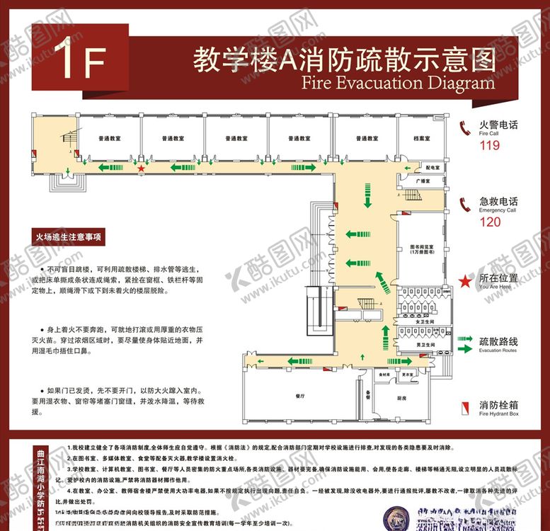 编号：17491905180000148329【酷图网】源文件下载-小学教学楼消防疏散图