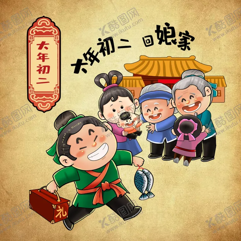 编号：36097704091713039941【酷图网】源文件下载-春节年俗大年初二回娘家