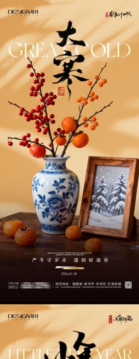 大寒节气小年海报