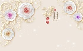 玫瑰花背景立体背景客厅背