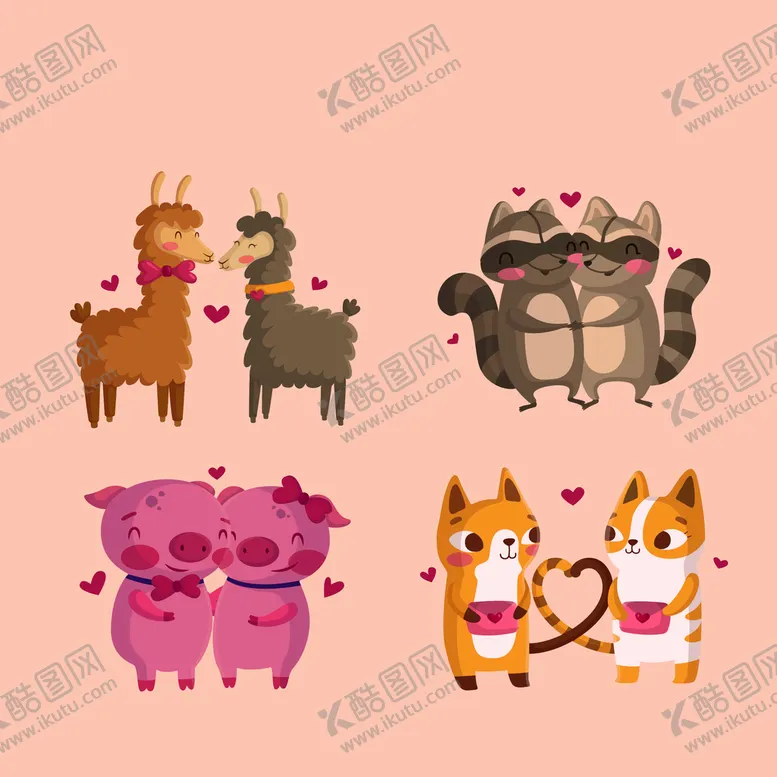 编号：56079109160506392034【酷图网】源文件下载-情人节动物 装饰可爱