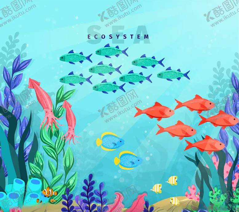 编号：20862009100053321149【酷图网】源文件下载-彩色海底鱼群风景