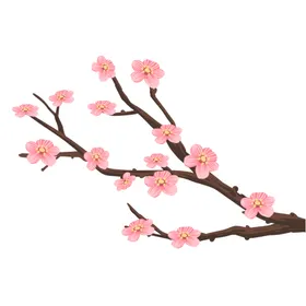 梅花桃花PNG卉手绘免扣素材
