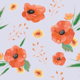 数码印花手绘花叶子花