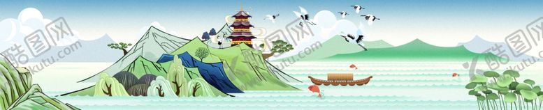 编号：77655806151432299919【酷图网】源文件下载-山水古风地产插画背景素材