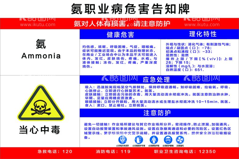 编号：62895009242235112378【酷图网】源文件下载-氨职业危害告知牌