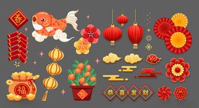 过年矢量元素剪纸喜庆