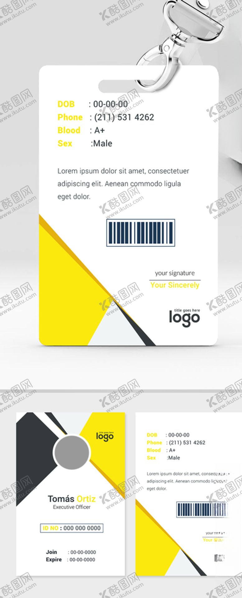 编号：64803009241446372903【酷图网】源文件下载-简约工作证