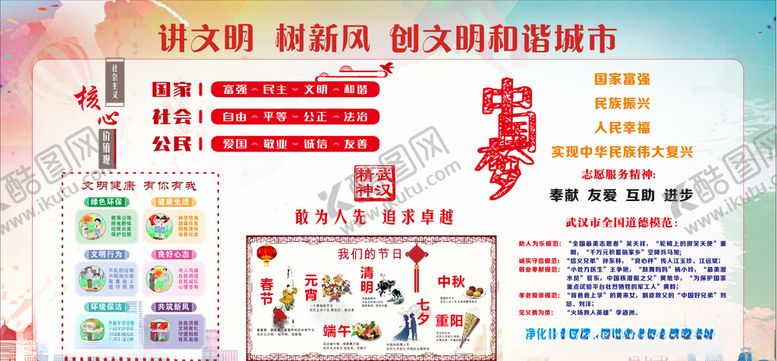 编号：13388105051039016909【酷图网】源文件下载-武汉讲文明树新风展板