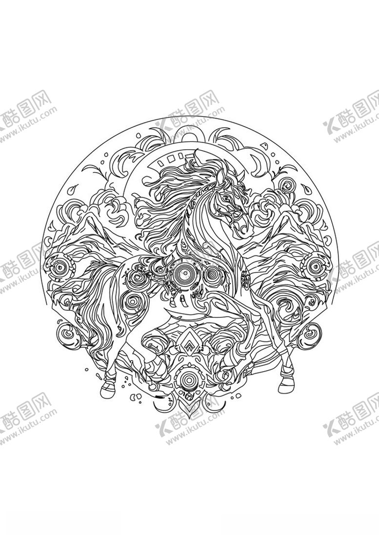 编号：77711803081116143967【酷图网】源文件下载-马插画矢量