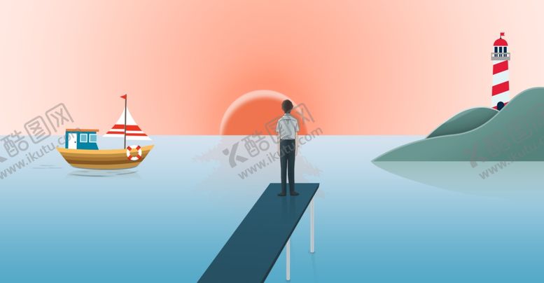 编号：83054307070725484543【酷图网】源文件下载-日出海面插画