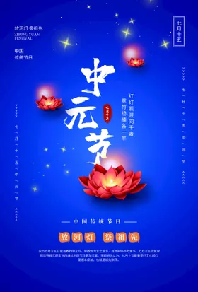 中元节海报宣传画介绍祭祖