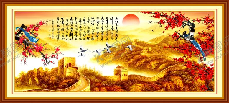 编号：21386707141118034283【酷图网】源文件下载-长城鸟梅花