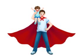 父亲节卡通亲子插画png素材