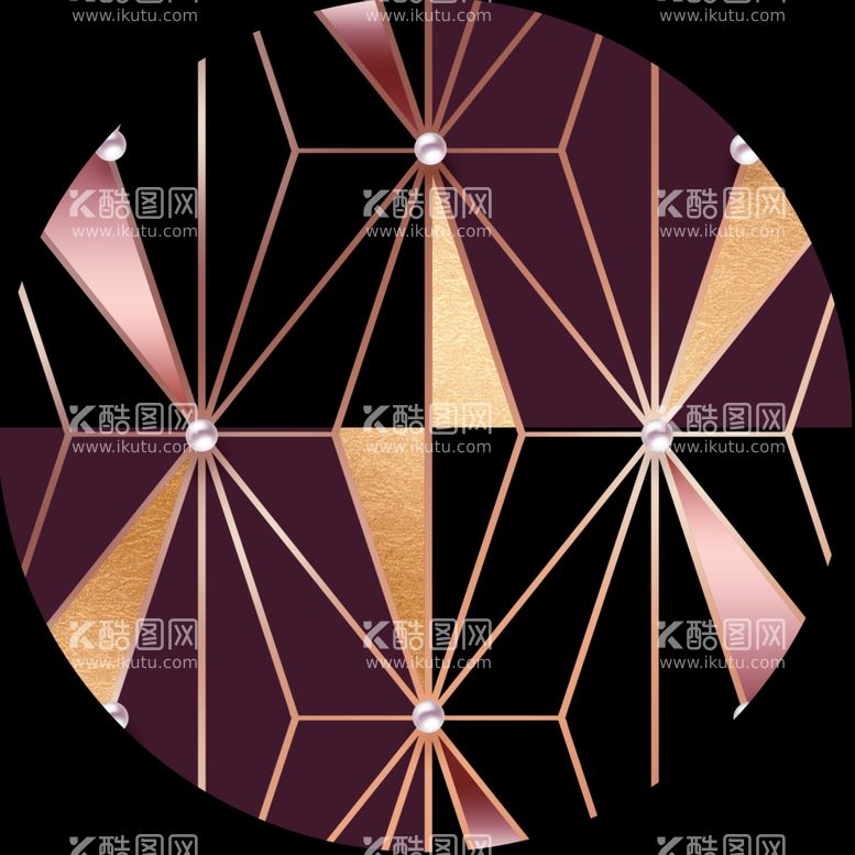 编号：12355012210106597055【酷图网】源文件下载-金箔线条时尚圆形挂画装饰画