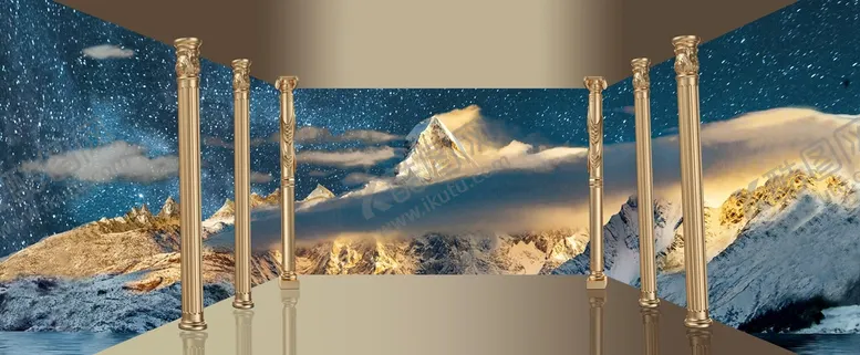 编号：10829610020252051823【酷图网】源文件下载-金色山水大自然风景画