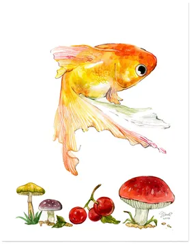 金鱼锦鲤手绘插画图片希望素材