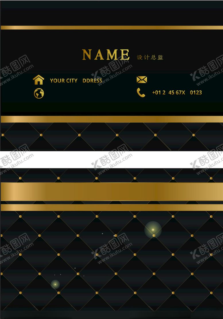 编号：66510304281929023039【酷图网】源文件下载-高档金色线条名片