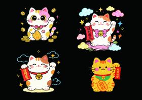 可爱招财猫插画集合