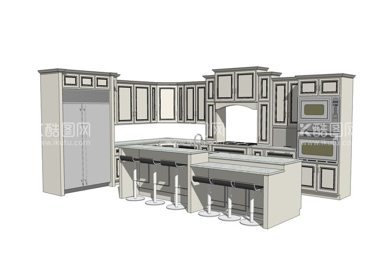 编号：67405112022025474732【酷图网】源文件下载-大型家具厨房吧台模型