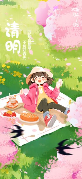 清明节樱花季春天踏青氛围海报