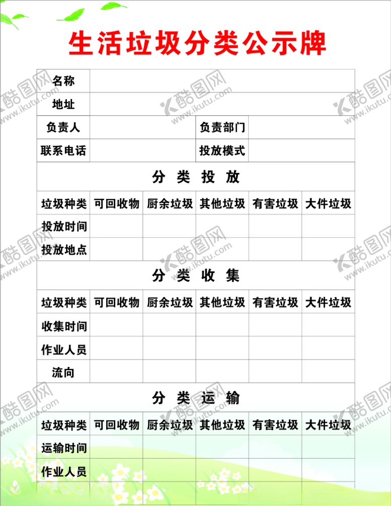 编号：91129209290751061100【酷图网】源文件下载-生活垃圾分类公示牌