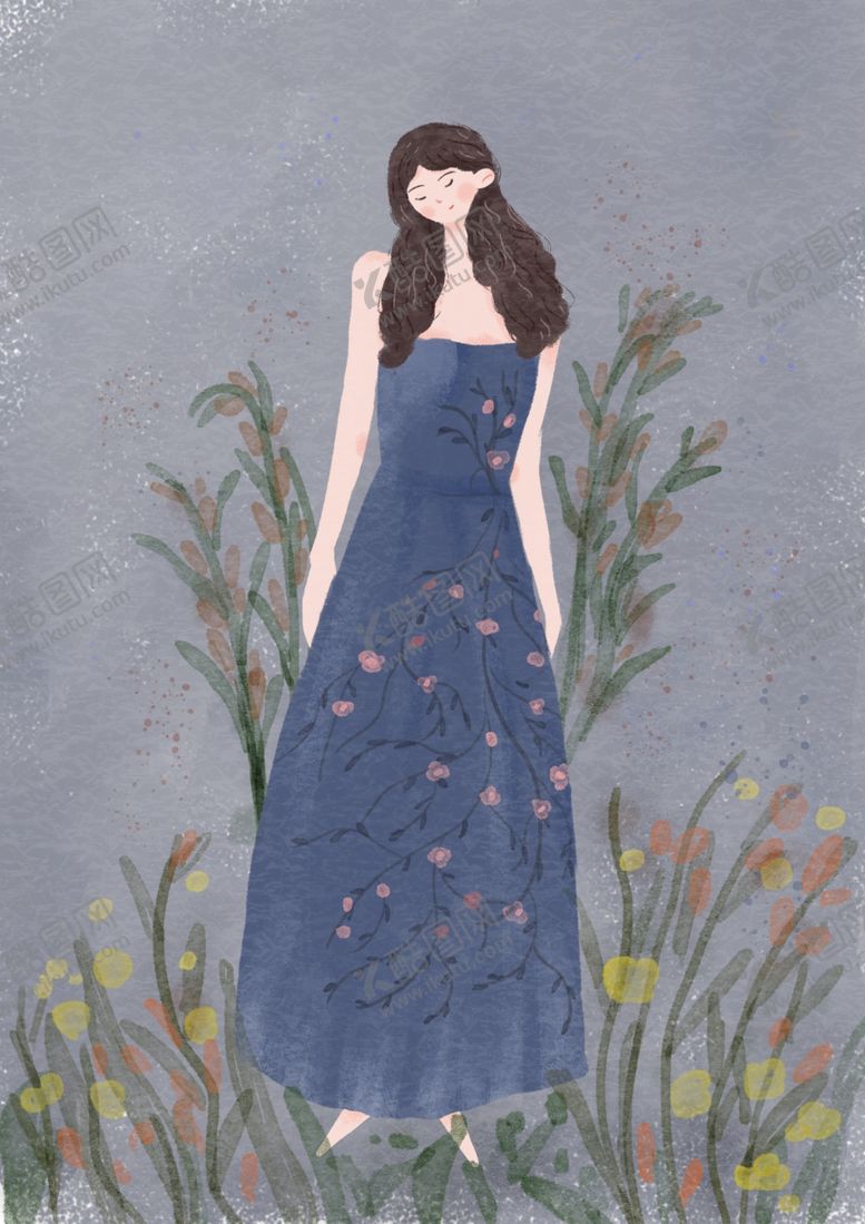 编号：95033109180250363593【酷图网】源文件下载-水彩女孩人物插画