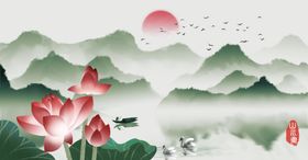 高清水墨绘画风景画